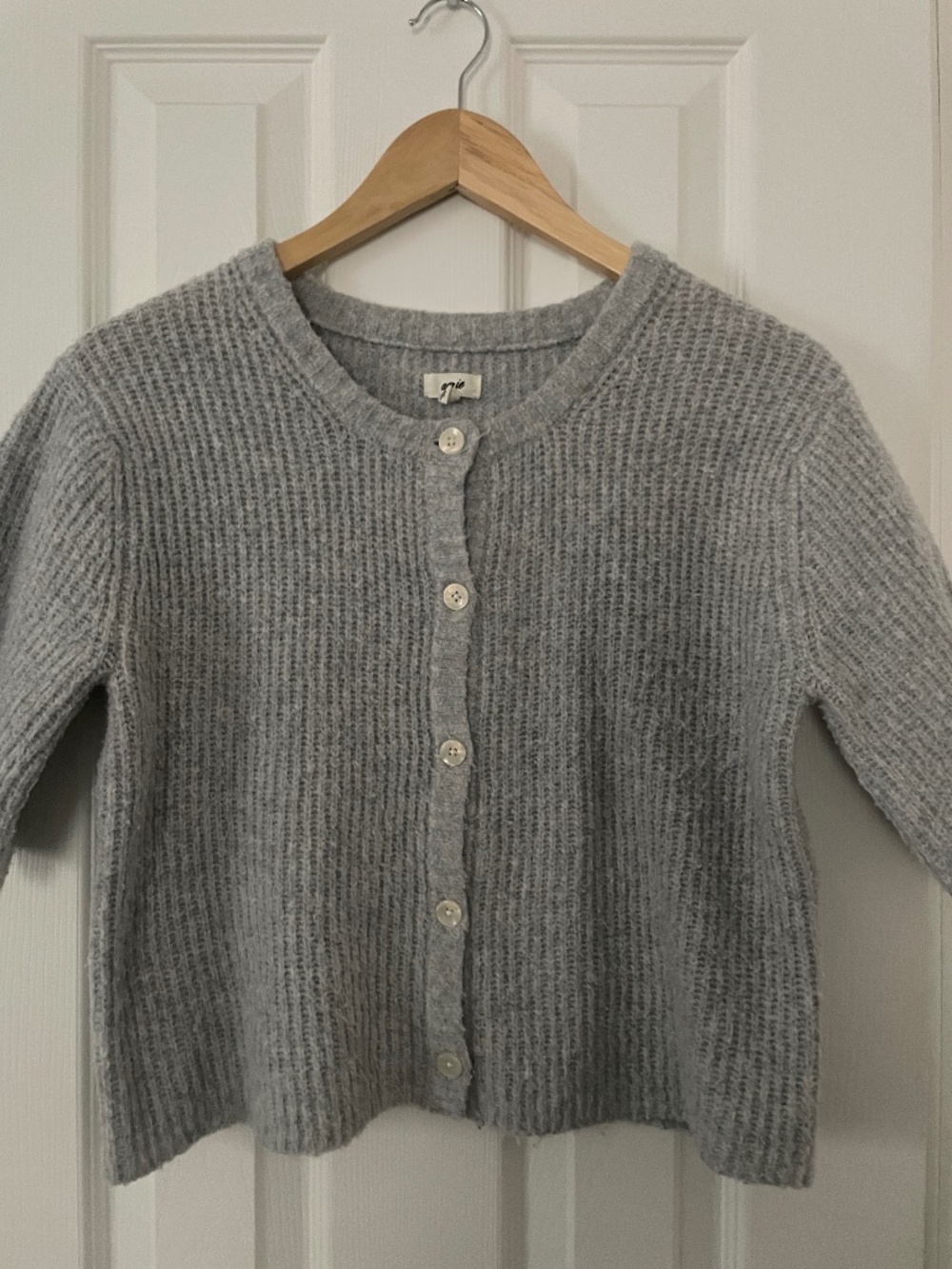 Aerie Gray Ribbed Short Sleeve Cardigan